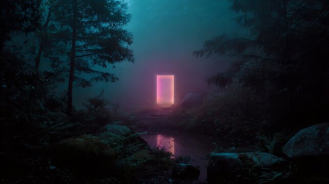 Eerie Portal in Dark Woods