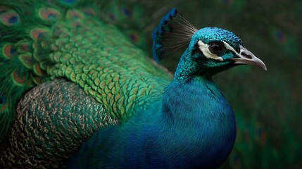 Fototapeta premium Peacock displays plumage art