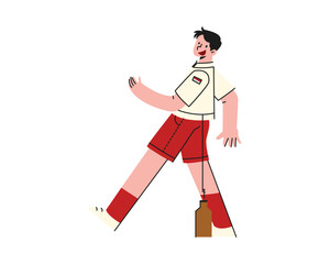 Nail in Bottle Race. Indonesian Independence Day Simple Illustration