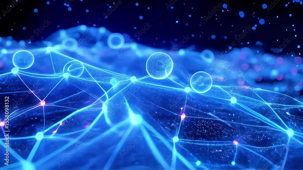 Poster abstract network of luminous interconnected spheres
