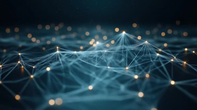 Abstract network of interconnected points and lines