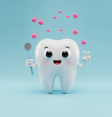 Tooth 3D that looks healthy and happy.