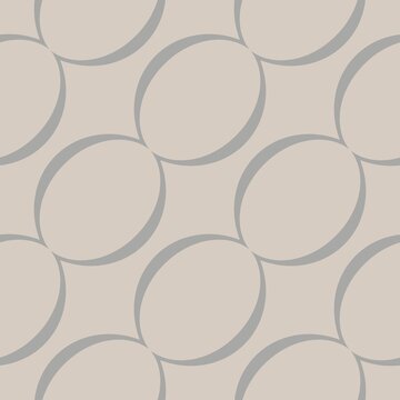 A repeating pattern of interlocking circles forms a symmetrical design in soft beige and gray tones. The circles create a sense of harmony and balance across the surface.