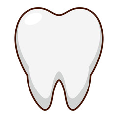 Clean white tooth cartoon icon isolated on white background.