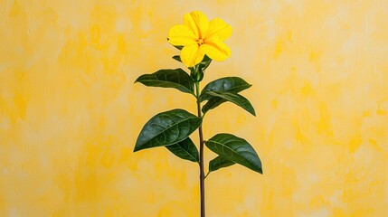 Vibrant Yellow Flower on Textured Yellow Background