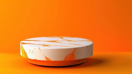 White Gold Accent Platform on Vibrant Orange Background