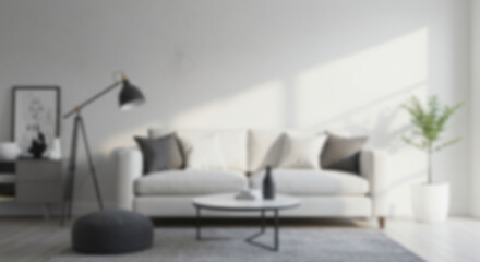 Blurry or Blurred Background Image Of Modern Minimalist Living Room For Green Screen Background 05