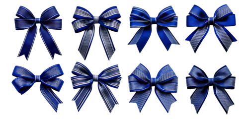 Elegant Collection of Blue Ribbons for Decorative Purposes, Isolated on Transparent, white background