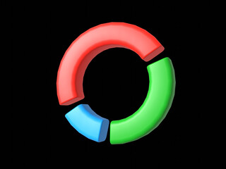 Pie diagram 3d icon. Isolated object on a transparent background