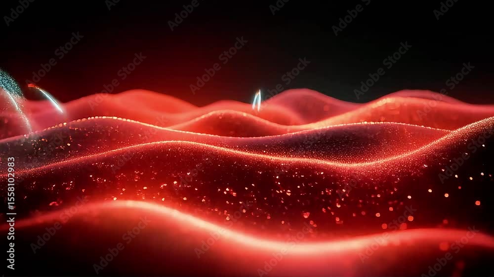 Aufkleber abstract red wavy particles flowing animation