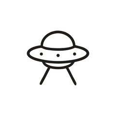 Alien spacecraft icon suitable for scifi design projects, UFO sightings infographics, spacethemed websites, and alien invasion concepts.