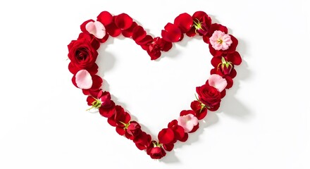 Obraz premium Romantic Heart Shaped Rose Petals and Buds Arrangement for Valentines Day