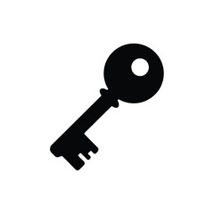 Simple Black Silhouette Key Icon Illustration
