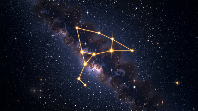 Bright Night Sky with Star Constellations