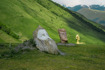 Portrait stone totem