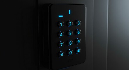 Glowing blue number keypad