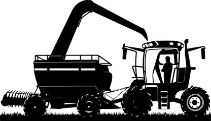 Agriculture Harvester Silhouette Vector | Premium AI-Generated Illustration