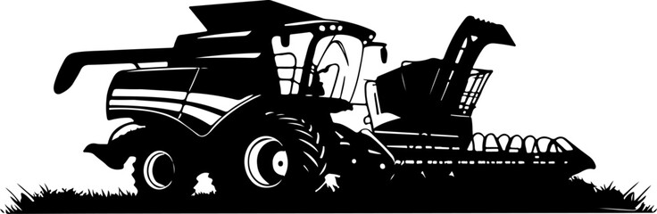 Agriculture Harvester Silhouette Vector | Premium AI-Generated Illustration