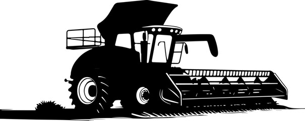 Agriculture Harvester Silhouette Vector | Premium AI-Generated Illustration