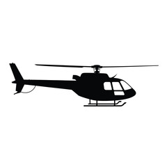 Black Silhouette of a Helicopter on White Background