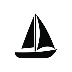 Simple Black Silhouette Sailboat Icon Graphic