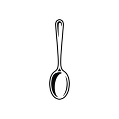 Simple Black and White Teaspoon Illustration