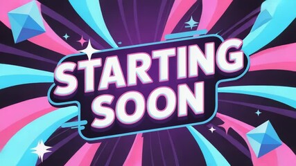 Streaming Announcement. Starting Soon Graphic. Stream starting soon screen, overlay loop, animated virtual backgrounds, vtuber asset twitch zoom OBS.