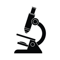 Simple Black Silhouette Microscope Icon Illustration