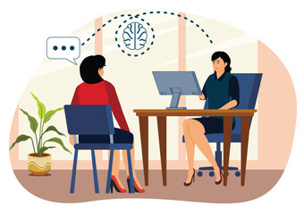 Psychotherapy concept. Professional Conversation Between Two Women.