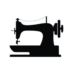 Vintage Sewing Machine Silhouette Isolated on White Background for Crafts