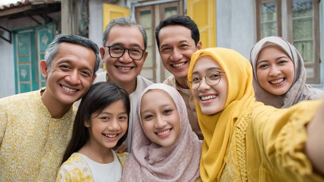 Multi generation family taking a selfie picture