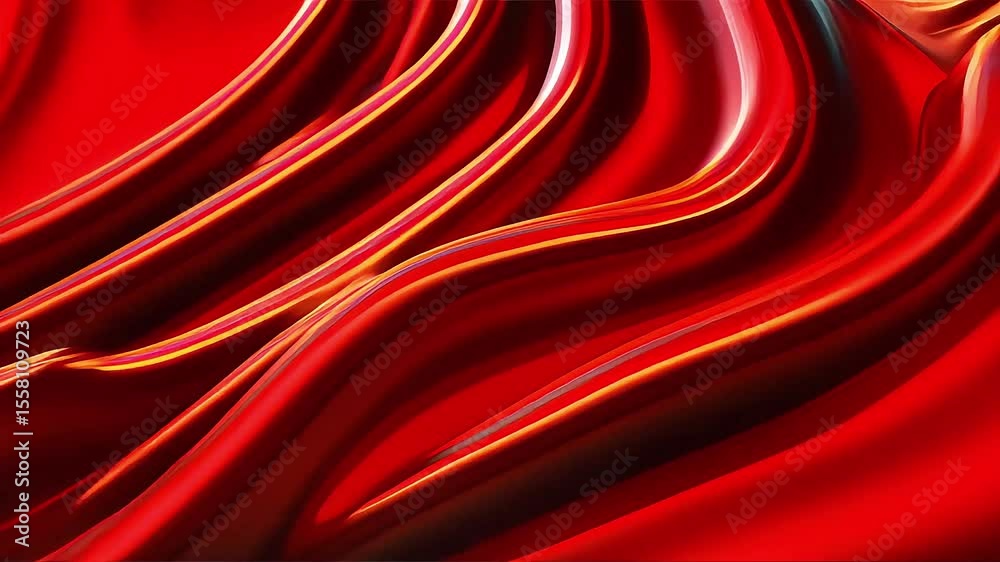 Aufkleber dynamic red fabric ripples in abstract motion