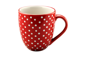 Red polka dot mug isolated on transparent background