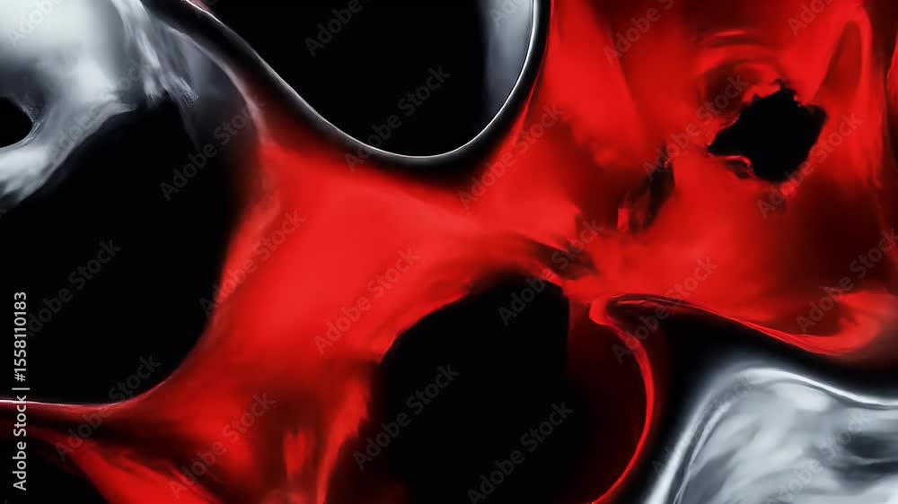 Poster dynamic red and white liquid flowing in motion