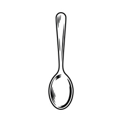 Elegant Spoon Illustration Black and White Hand Drawn Style for Culinary Designs