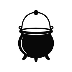 Simple Black Cauldron Illustration for Halloween or Witchcraft Themes