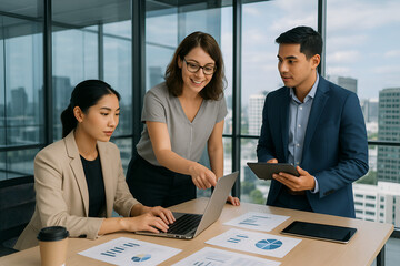 Business Team Collaboration in Modern Office Setting.