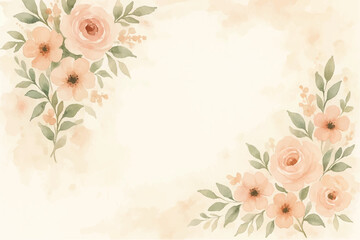 Vintage floral background with romantic pink roses, elegant frame, and decorative hearts for a wedding or Valentine's Day card design