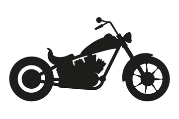 Chopper Motorcycle Silhouette on White Background