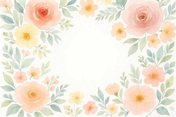 Vintage floral background with romantic pink roses, elegant frame, and decorative hearts for a wedding or Valentine's Day card design