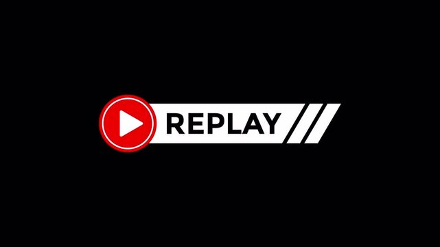 Modern replay text animation on transparent background 4K Video