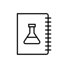 Laboratory notebook with flask icon for science and research documentation