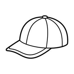 Baseball Cap Outline Illustration Isolated on White Background for Coloring Book