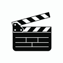 Obraz premium Black and White Clapperboard Movie Icon