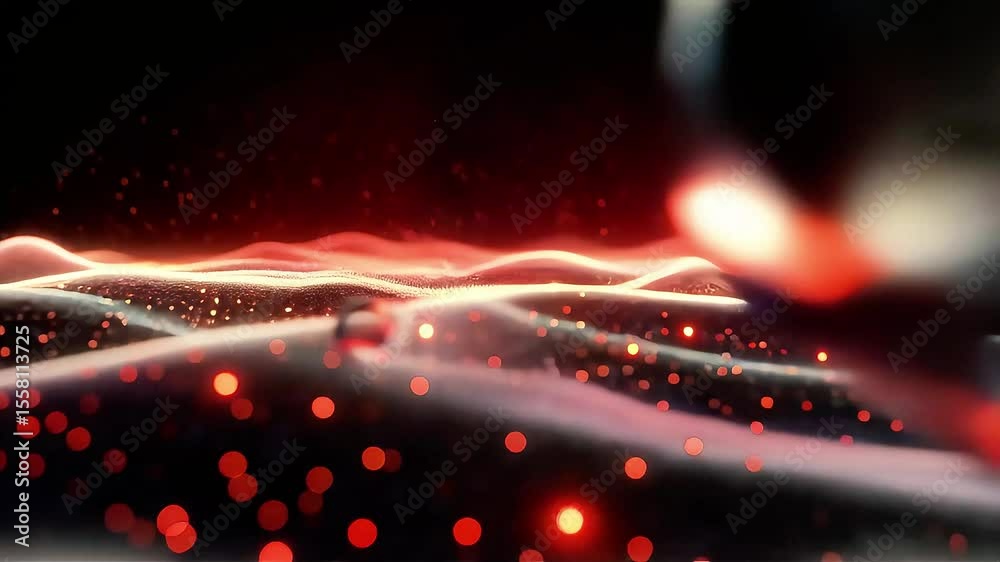 Poster abstract red light waves in motion