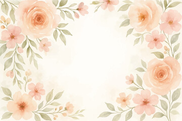 Vintage floral background with romantic pink roses, elegant frame, and decorative hearts for a wedding or Valentine's Day card design