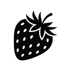 Simple Black and White Strawberry Icon Illustration