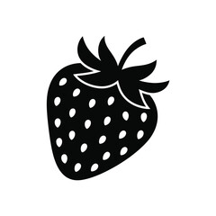 Simple Black and White Strawberry Illustration for Food and Summer Themes