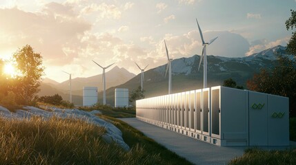 A futuristic battery storage system harnessing green energy