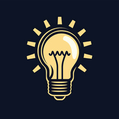 Light bulb icon with gear symbol representing innovation and ideas, vector style simple color
